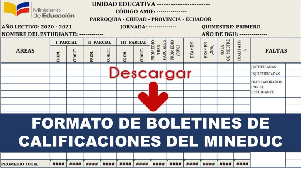 Formato de Boletines de Calificaciones del MinEduc