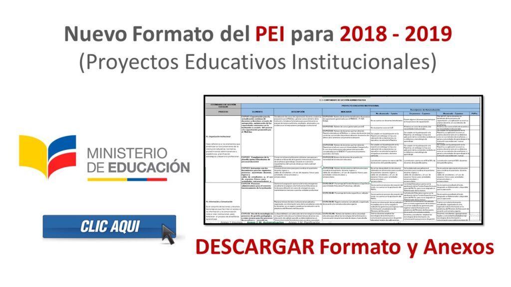 Nuevo Formato del PEI - Proyectos Educativos Institucionales 2018 MinEduc