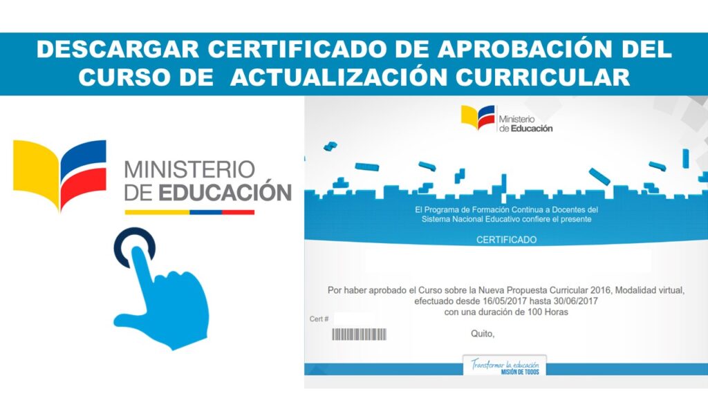 Cómo descargar certificado de aprobación del curso de Actualización Curricular - MinEduc 2