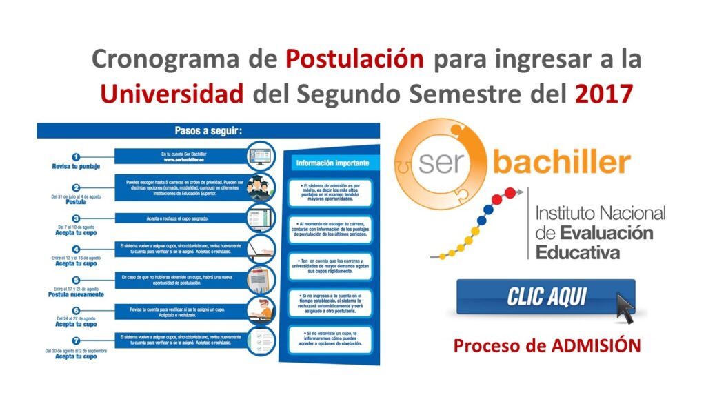 Cronograma de Postulación para ingresar a la Universidad del Segundo Semestre del 2017