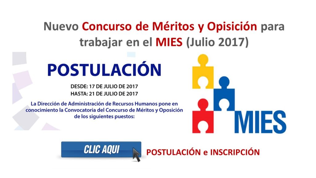 Nuevo Concurso de Méritos y Opisición para trabajar en el MIES (Julio 2017)