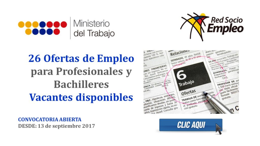 26 Ofertas de Empleo para Profesionales y Bachilleres - Vacantes disponibles