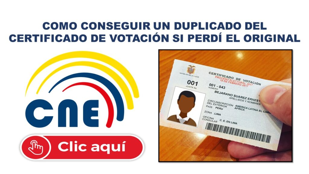 Como conseguir un Duplicado del Certificado de Votación si perdí el Original- CNE 2