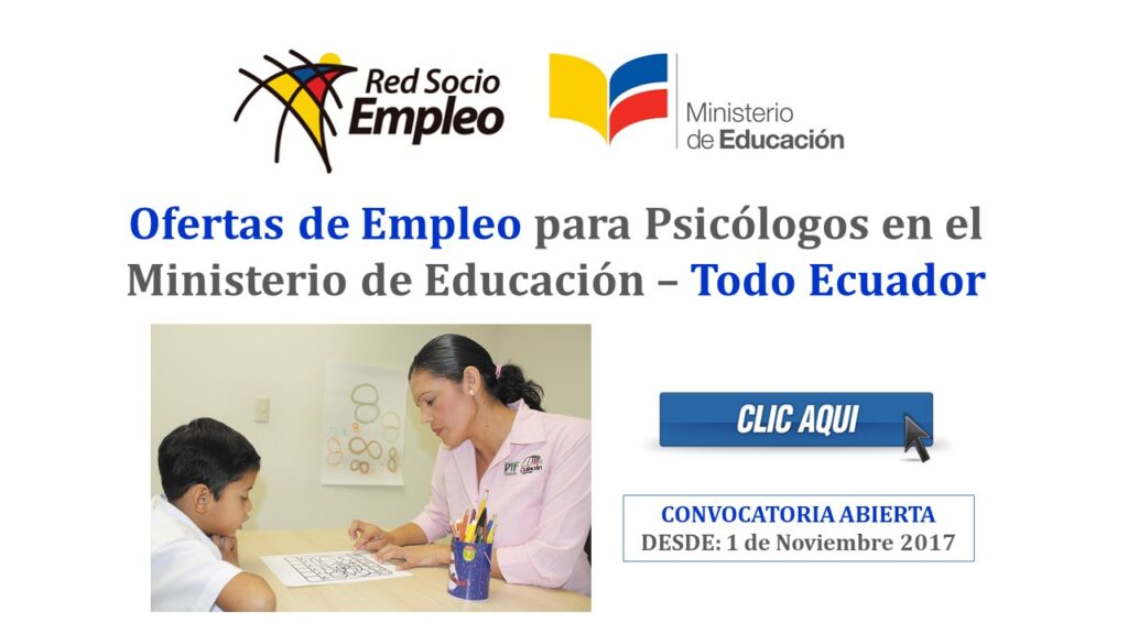 Ofertas de Empleo para Psicólogos en el Ministerio de Educación - Ecuador