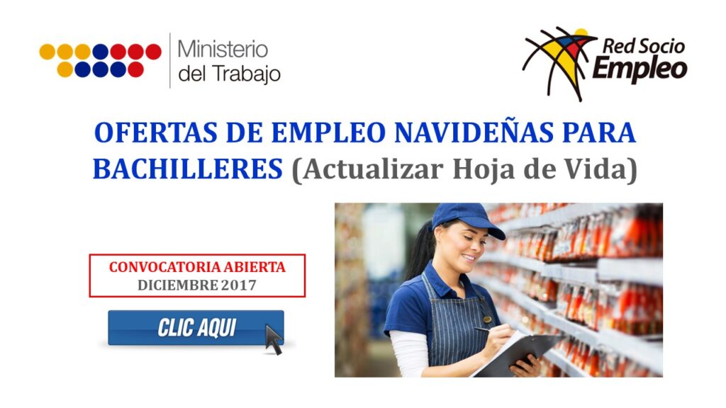 Ofertas de Empleo Navideñas para Bachilleres - Diciembre 2017