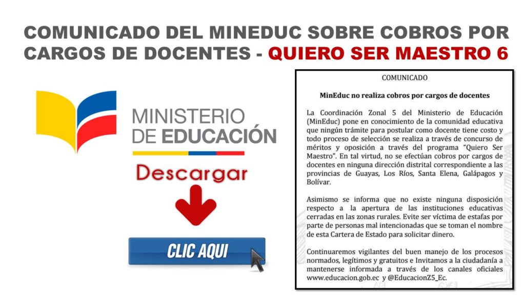 Comunicado del MinEduc sobre Cobros por cargos de Docentes - Quiero Ser Maestro 6 1