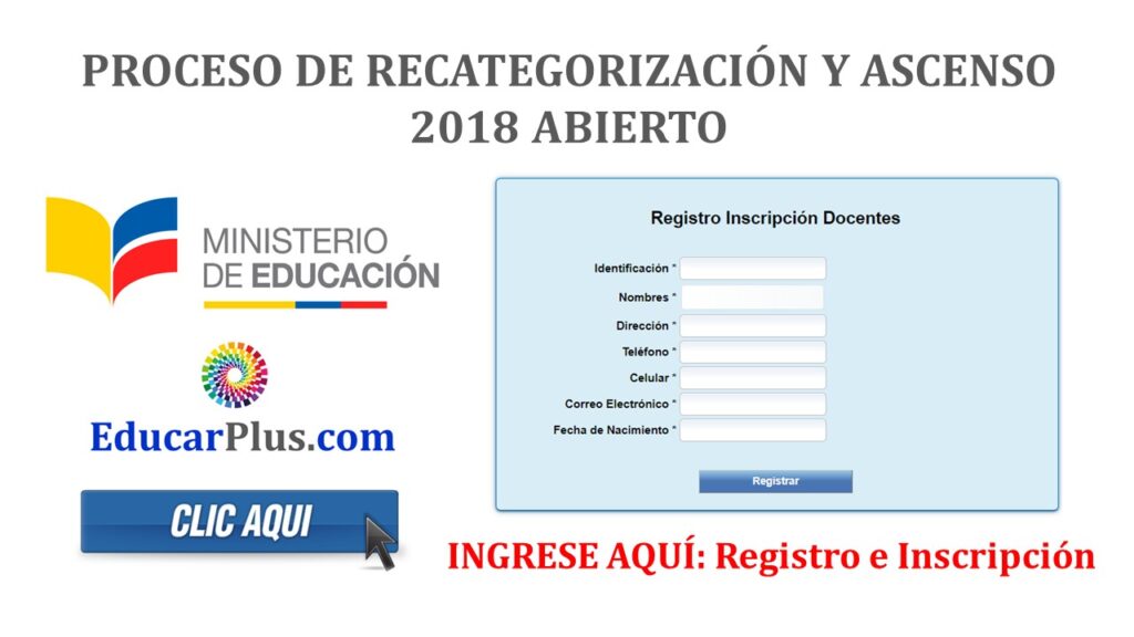 Proceso de Recategorización y Ascenso 2018 Abierto (Link de Registro e Inscripción)