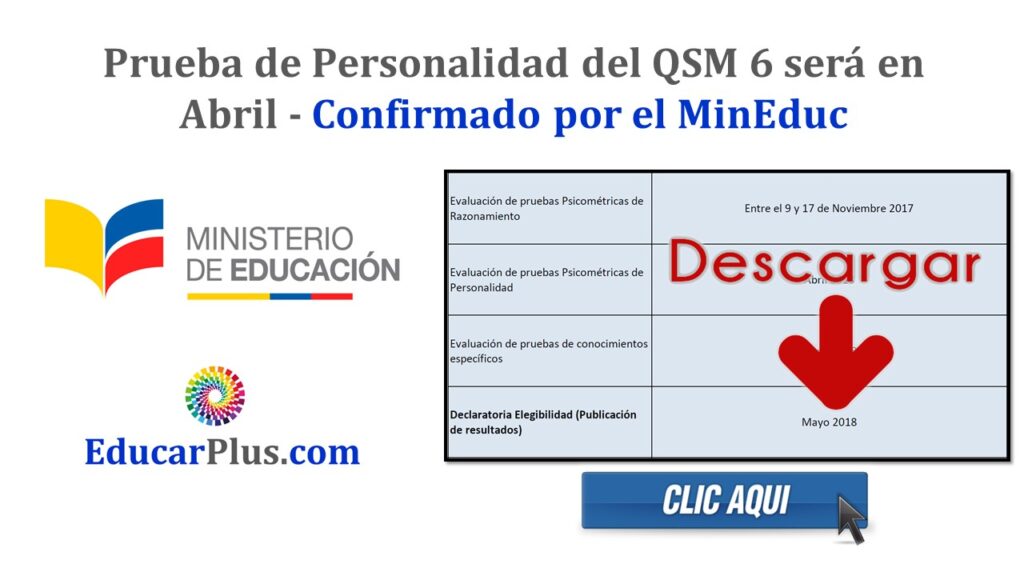 Prueba de Personalidad del QSM 6 será en Abril - Confirmado por el Ministerio de Educación
