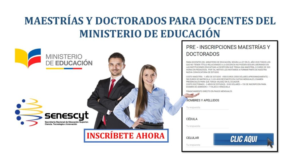 Maestrías y Doctorados para Docentes del Ministerio de Educación