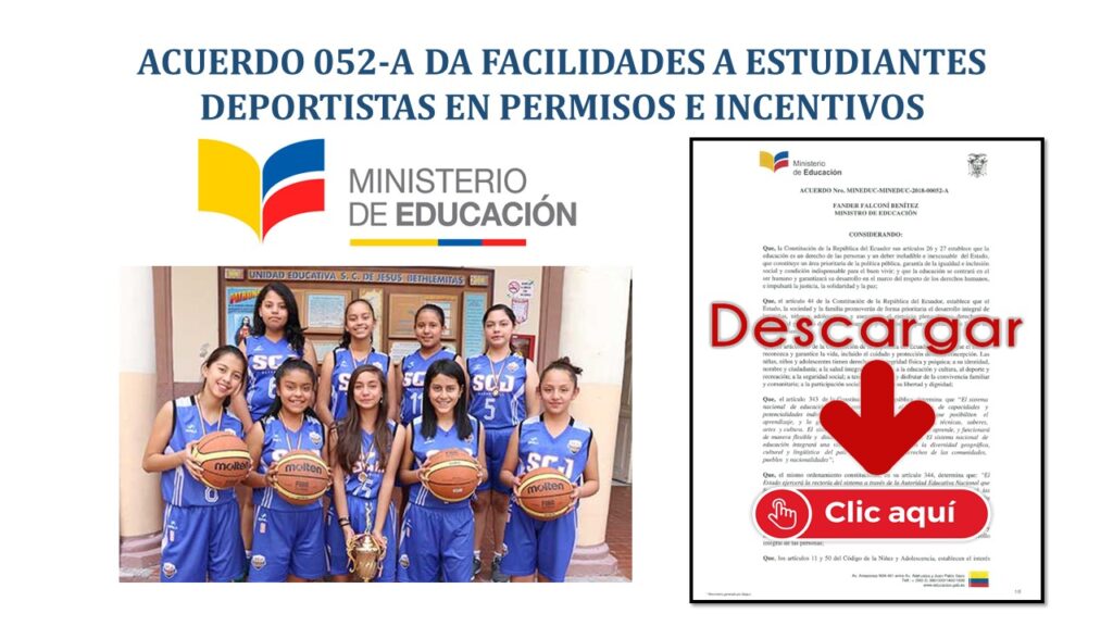 Acuerdo 052-A del MinEduc da facilidades a Estudiantes Deportistas en Permisos e Incentivos