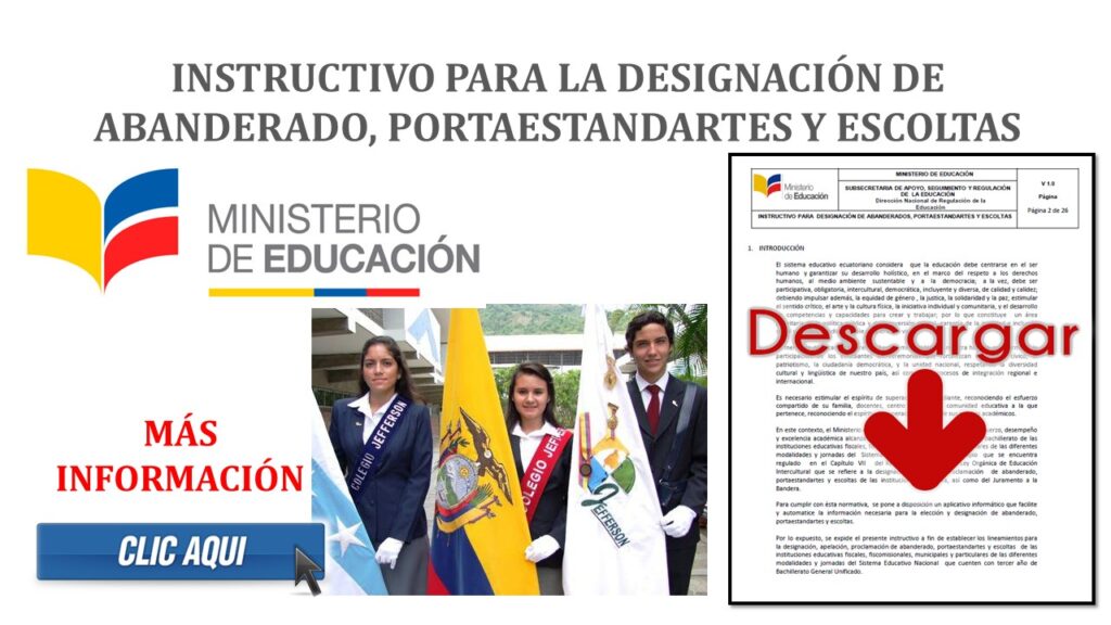 Descargar Instructivo del MinEduc para la designación de Abanderado, Portaestandartes y Escoltas