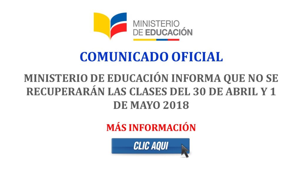 MinEduc informa que NO se recuperarán las clases del 30 de Abril y 1 de Mayo