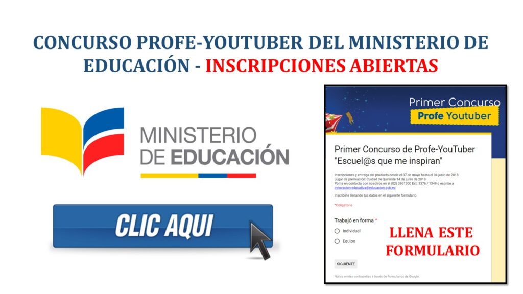 Concurso Profe-YouTuber del Ministerio de Educación - Inscripciones Abiertas