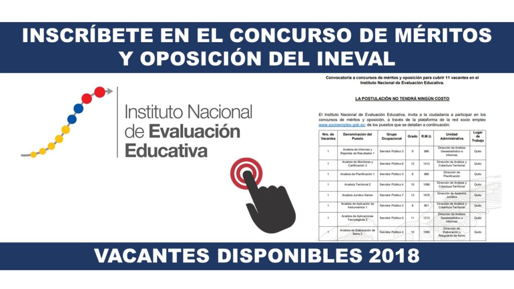Inscríbete en el Concurso de Méritos y Oposición del Ineval - Vacantes Disponibles 2018