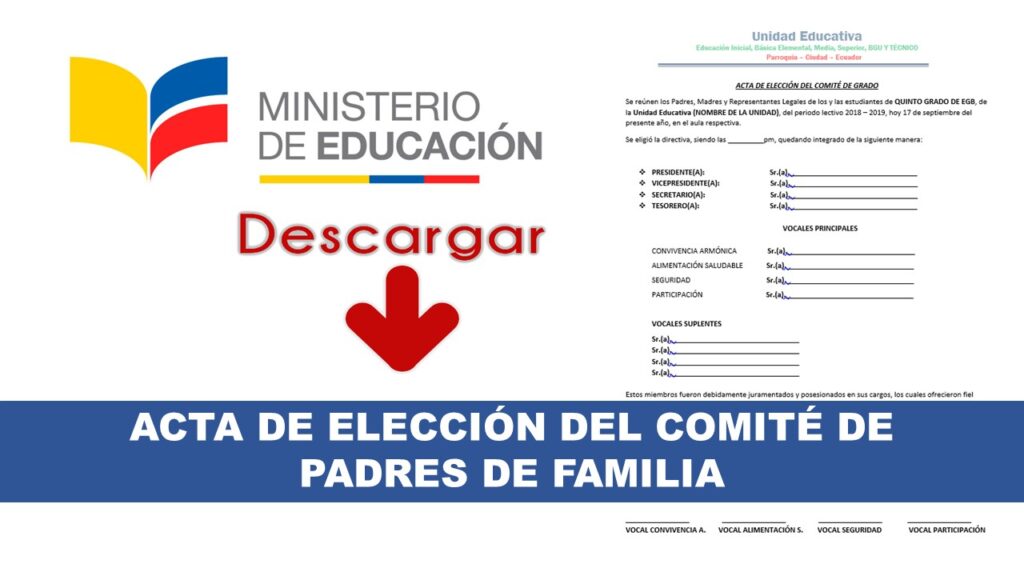 Acta de Elección del Comité de Padres de Familia - Descargar Formato del Ministerio de Educación