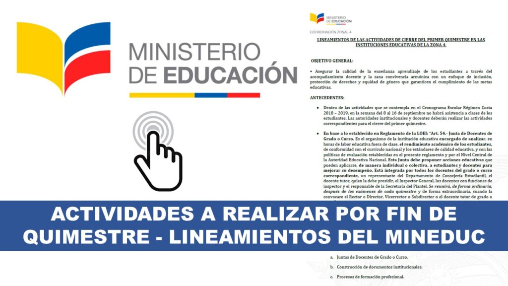 Actividades a realizar por Fin de Quimestre - Lineamientos del MinEduc