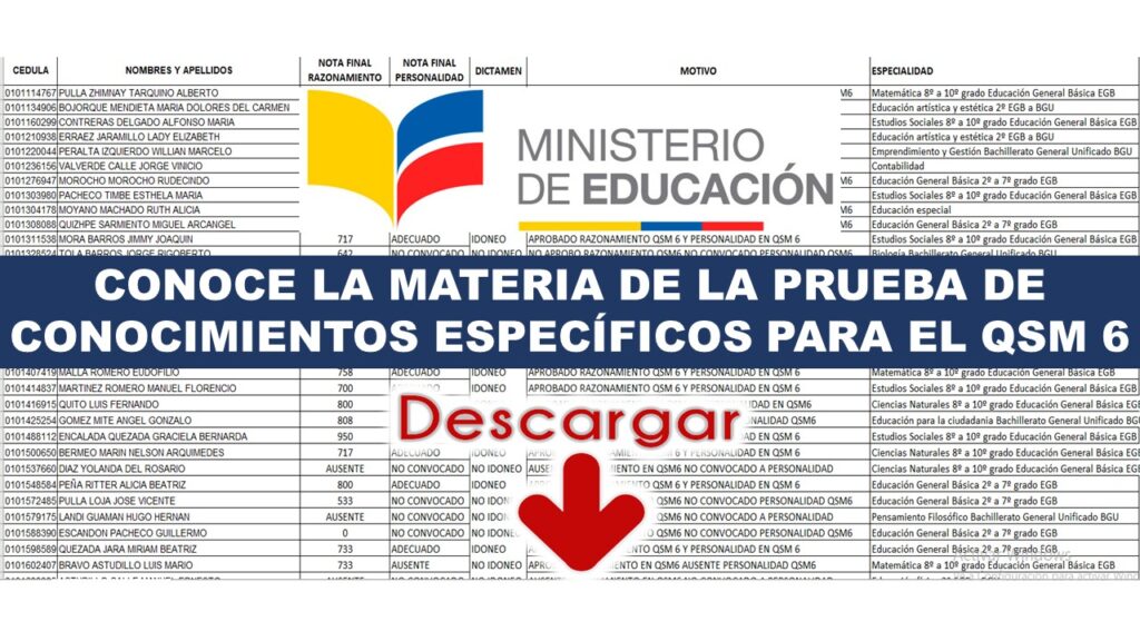 Conoce la materia de la prueba de Conocimientos Específicos para el QSM 6