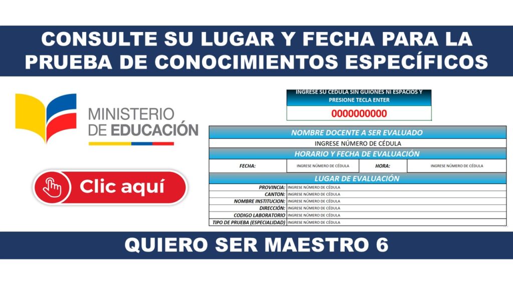 Consulte su Lugar y Fecha para la Prueba de Conocimientos Específicos - Quiero Ser Maestro 6