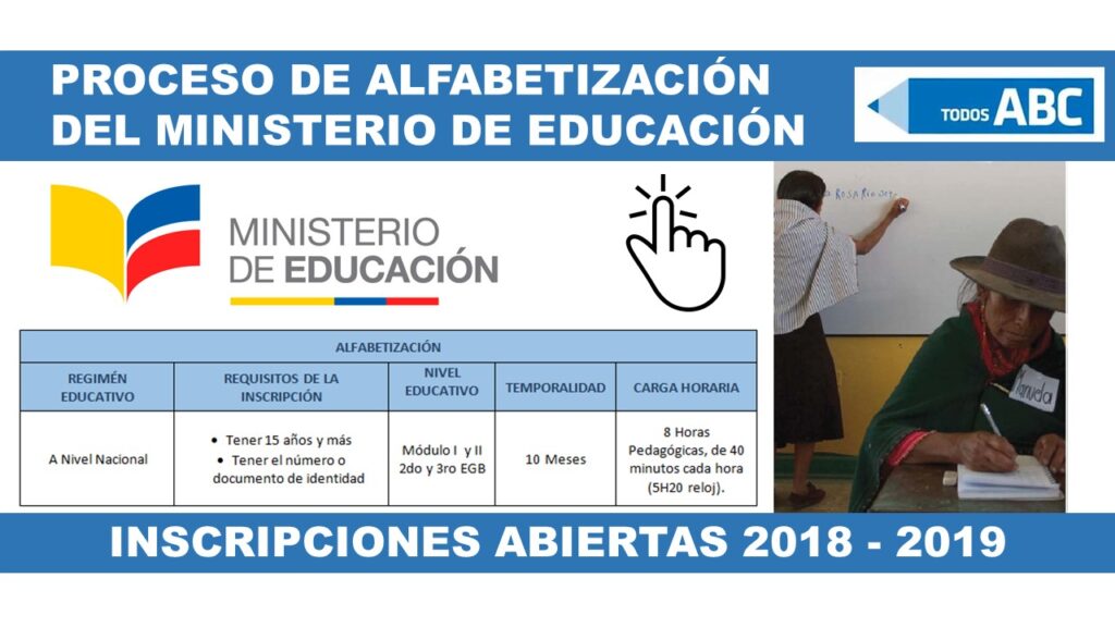Proceso de alfabetización del Ministerio de Educación - Inscripciones Abiertas 20