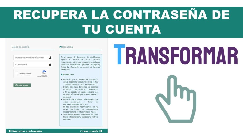 Recupera la Contraseña de tu Cuenta Transformar
