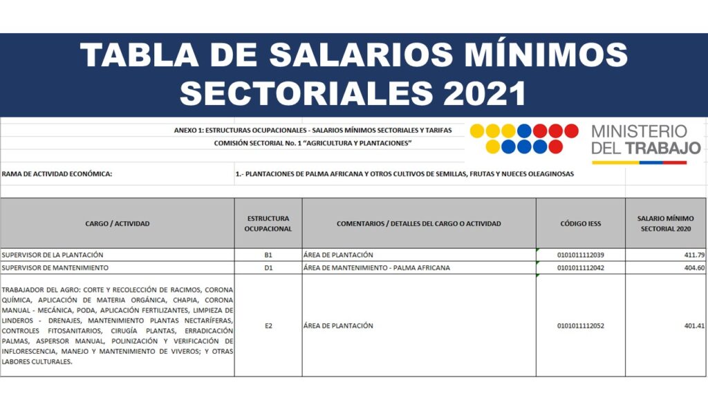 Tabla de Salarios Mínimos Sectoriales