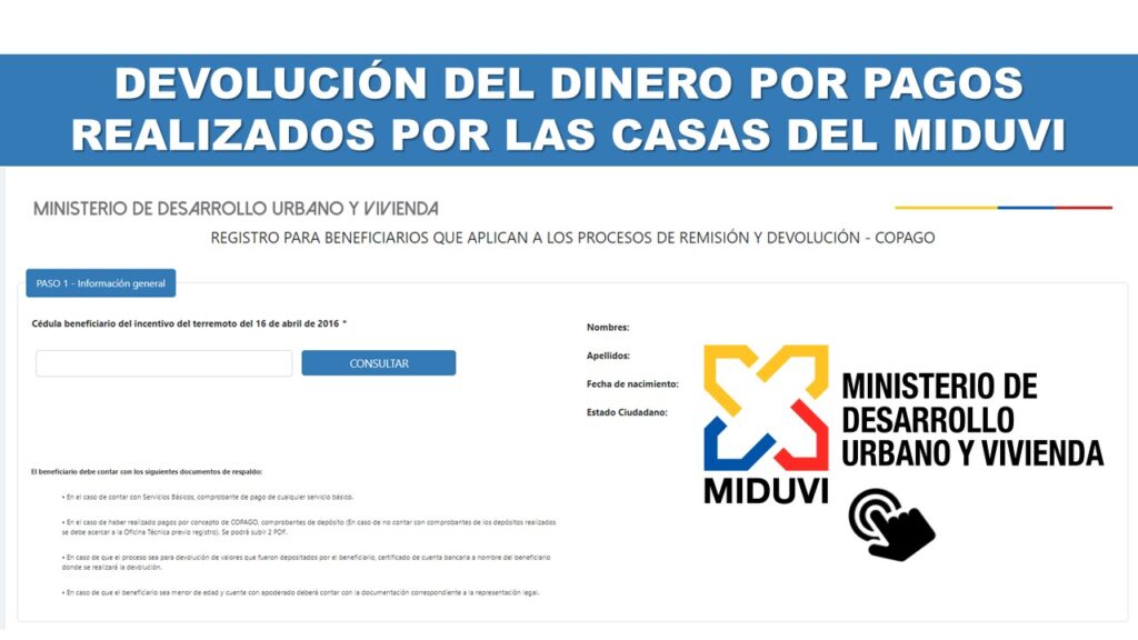 Devolución del Dinero por Pagos realizados por las Casas del Miduvi