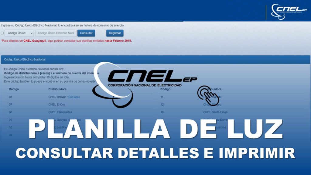 Consultar Planilla de Luz Ecuador CNEL EP