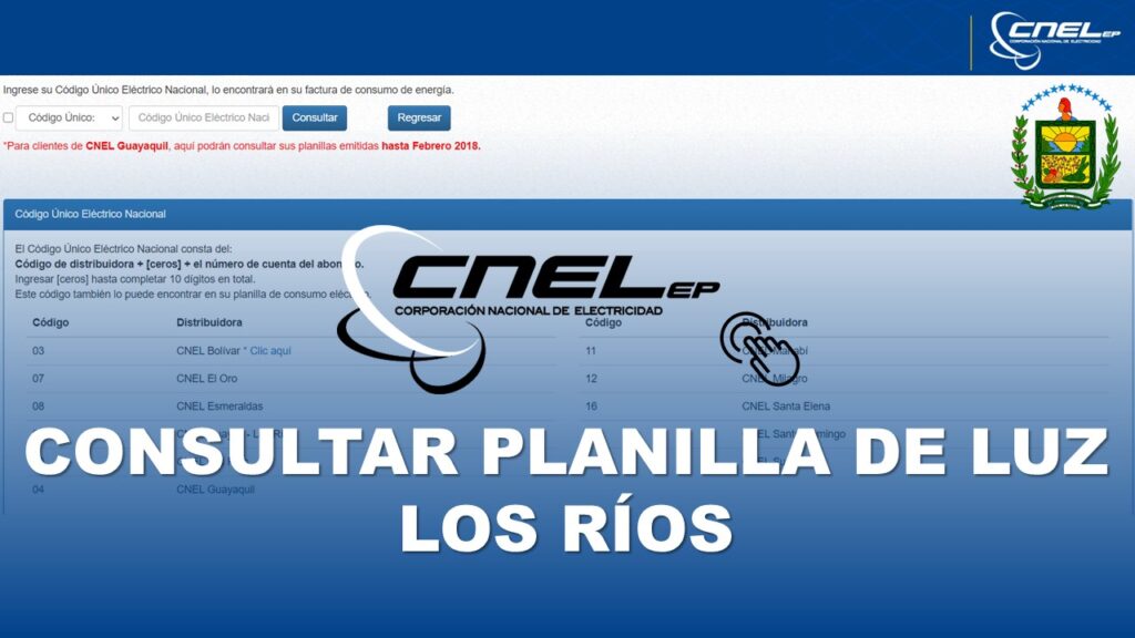 Consultar Planilla de Luz Los Ríos CNEL EP