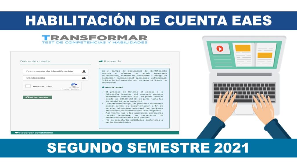 Habilitar Cuenta Transformar - Segundo Semestre 2021